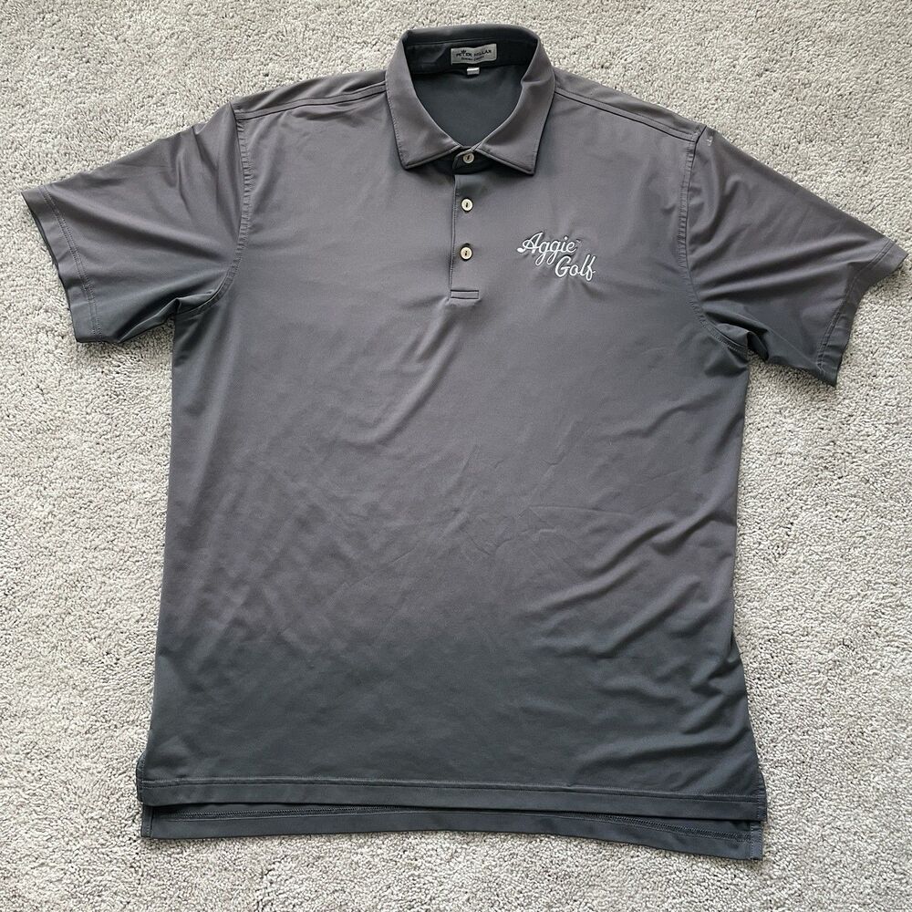 Texas A&M Aggies Golf Peter Millar Polo Shirt Men's Large Gray Summer Comfort